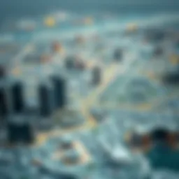 A detailed map showcasing urban planning elements in Dubai