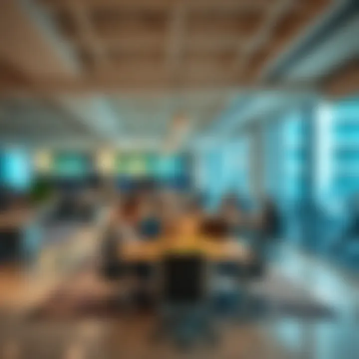 Interior of IT Plaza with vibrant workspace environments