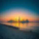 Sunset Splendor at Jumeirah Bay Beach Breathtaking sunset over Jumeirah Bay Beach showcasing the skyline