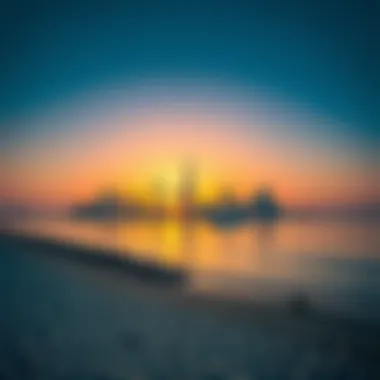 Sunset Splendor at Jumeirah Bay Beach Breathtaking sunset over Jumeirah Bay Beach showcasing the skyline