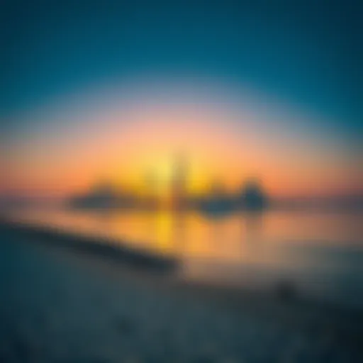 Sunset Splendor at Jumeirah Bay Beach Breathtaking sunset over Jumeirah Bay Beach showcasing the skyline