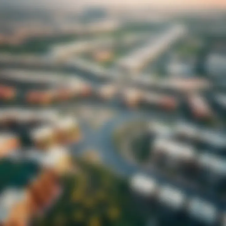 Aerial View of Jumeirah Village Circle Aerial view of Jumeirah Village Circle showcasing residential properties