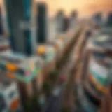 Aerial view of Khalidiya Street showcasing its vibrant urban landscape