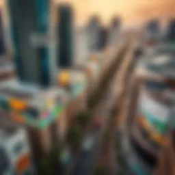 Aerial view of Khalidiya Street showcasing its vibrant urban landscape