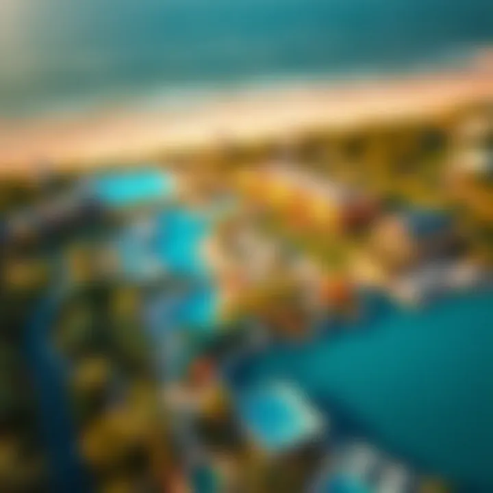 Aerial Shot of La Mer Beach Aerial shot of La Mer Beach highlighting the recreational facilities and lush landscaping.
