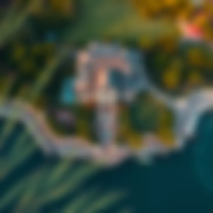 Aerial view of La Villa Medusa surrounded by lush landscaping and scenic surroundings