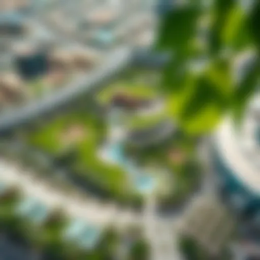 Aerial view of Meraas Central Park showcasing lush greenery and modern architecture