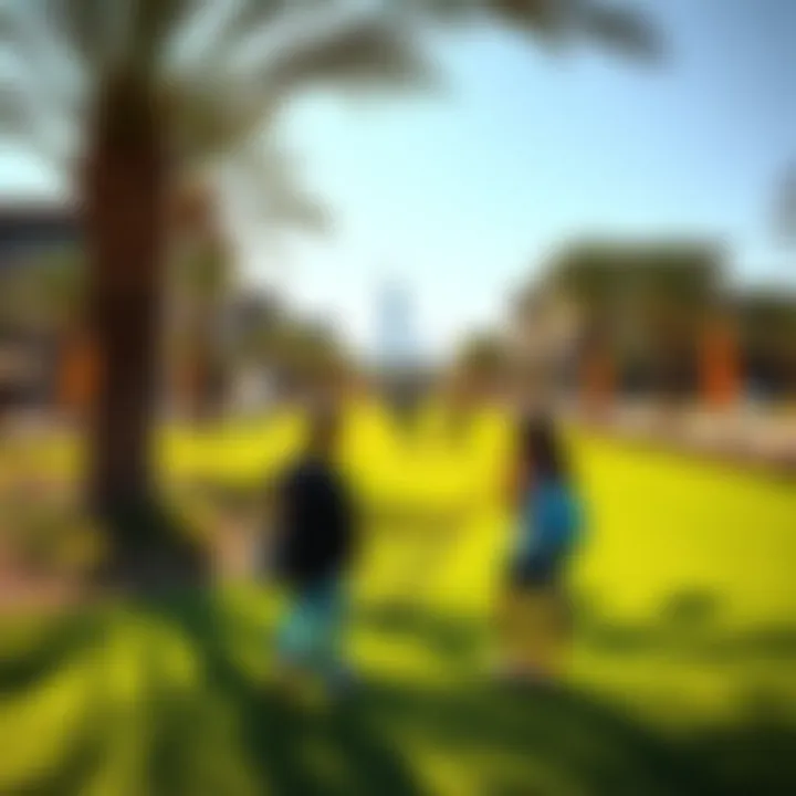 Visitors enjoying recreational activities in the vibrant park setting