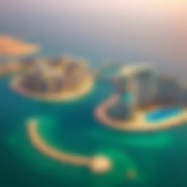 Palm Jumeirah: Iconic Island Development Aerial view of Palm Jumeirah showcasing its unique design
