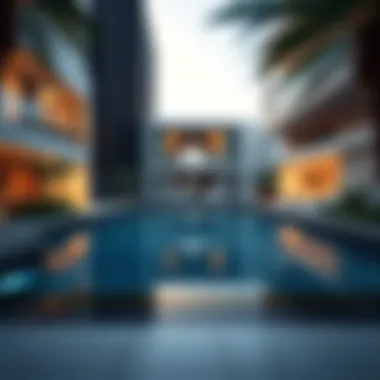 Private pool surrounded by contemporary architecture