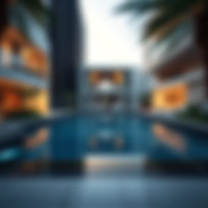 Private pool surrounded by contemporary architecture