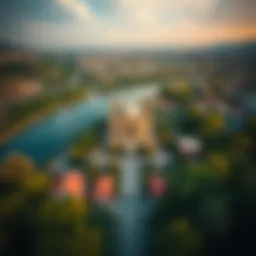 Aerial view of قرية ساس النخل showcasing its unique layout and lush surroundings