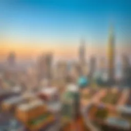 A panoramic view of Dubai's skyline showcasing iconic architecture