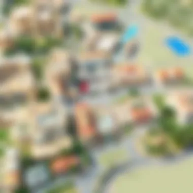 Map highlighting popular neighborhoods for renting rooms