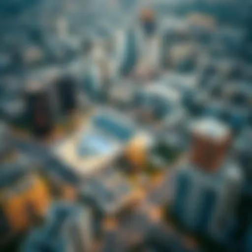 Aerial view of Shakhbout City showcasing its urban layout