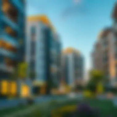 Architectural Designs in Shakhbout City Modern residential buildings in Shakhbout City highlighting architectural designs