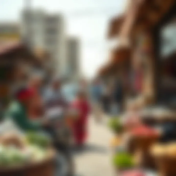 Cultural Vibrancy at Shkhbout City's Local Market Local market scene in Shkhbout City featuring cultural elements and local products