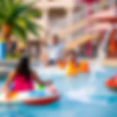 Visitors enjoying various activities at Splash Island, highlighting recreational offerings