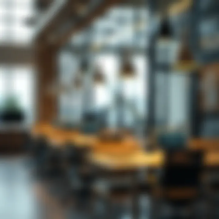 A modern co-working space bustling with creative energy