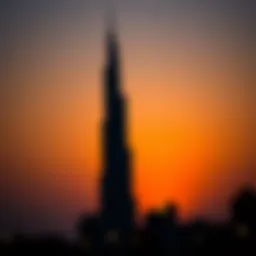 The stunning silhouette of the tallest building in the UAE against a sunset sky