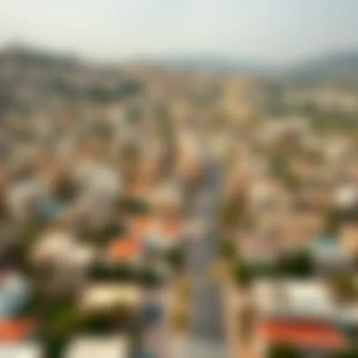 A stunning aerial view of منطقة الرحبة showcasing its unique architectural designs and vibrant community.