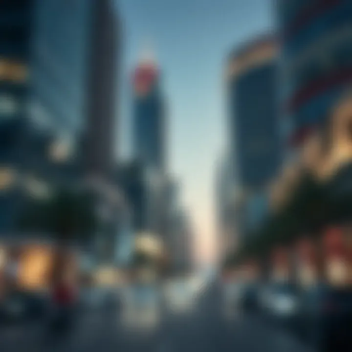 A depiction of the commercial developments in منطقة الرحبة, emphasizing its economic vitality and business opportunities.