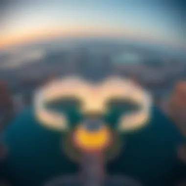 Aerial View of the Grandeur An aerial shot capturing the grandeur of the Dubai Fountain and its surrounding landscape, showcasing the vibrant atmosphere