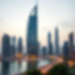 Stunning view of 51 Tower's architectural design against the Dubai skyline