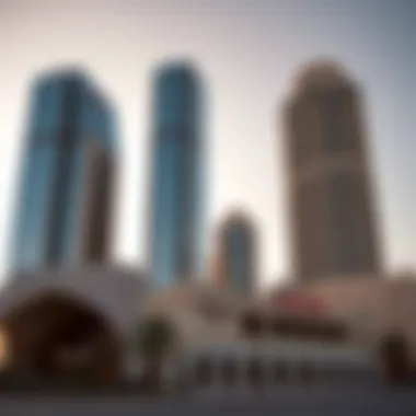 Modern Skyscrapers and Cultural Landmarks in Downtown Modern skyscrapers juxtaposed with cultural landmarks in Downtown