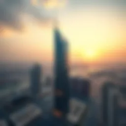 Aerial view of G24 Tower showcasing its unique architectural design