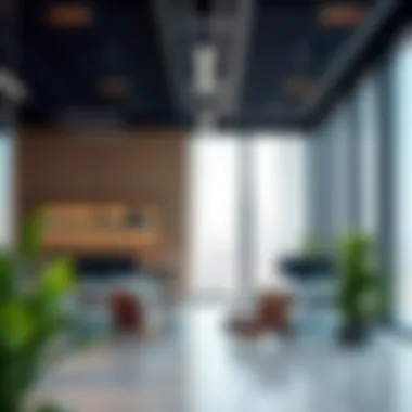 Modern office interiors showcasing innovative workspace designs