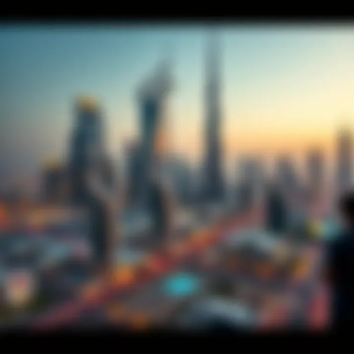 A panoramic view of Dubai's skyline featuring prominent office towers