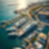 Stunning aerial view of the Royal Marina showcasing luxury yachts and waterfront developments