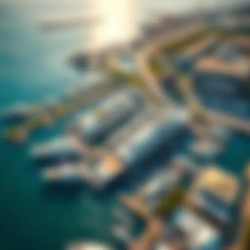 Stunning aerial view of the Royal Marina showcasing luxury yachts and waterfront developments
