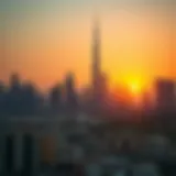 The iconic skyline of Dubai at sunset