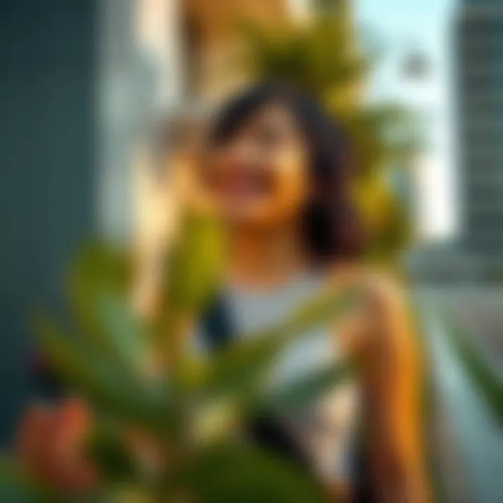 A vibrant depiction of the surrounding community and lifestyle near the Serena Residence