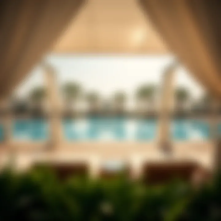 Elegant cabanas and luxurious sun loungers at the Wafi Pool area
