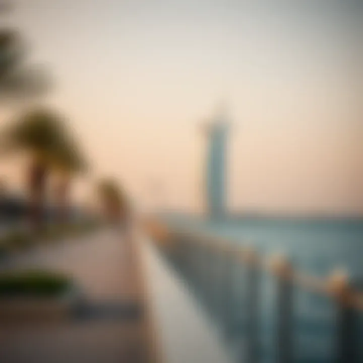 Waterfront Serenity: A Walk by the Burj Al Arab A serene waterfront promenade offering views of the Burj Al Arab