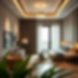 Luxurious villa room interior with modern furnishings