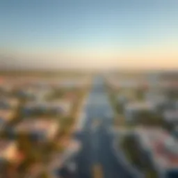 Aerial view of Al-Qusais showcasing its urban layout and greenery
