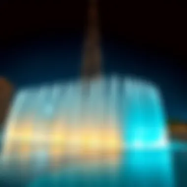 Burj Khalifa Fountain Show at Night Majestic view of the Burj Khalifa fountain show at night