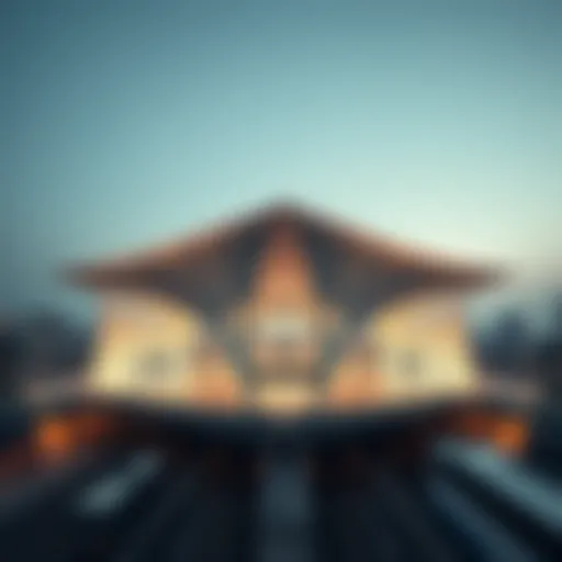 Aerial view of Garhoud Metro Station highlighting its architectural design