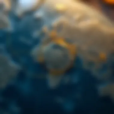 Illustrative map highlighting global trade routes