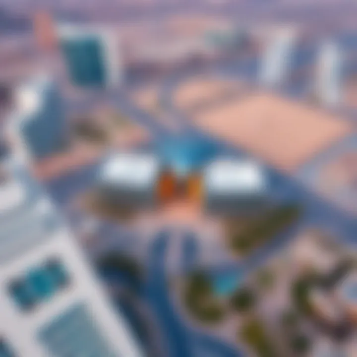 Grand Mall Al Quoz Amidst Dubai's Urban Landscape Aerial view of Grand Mall Al Quoz integrated into Dubai's landscape