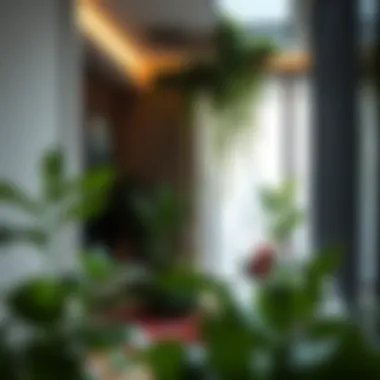 Interior view of a residential unit within the Hanging Garden Tower featuring greenery