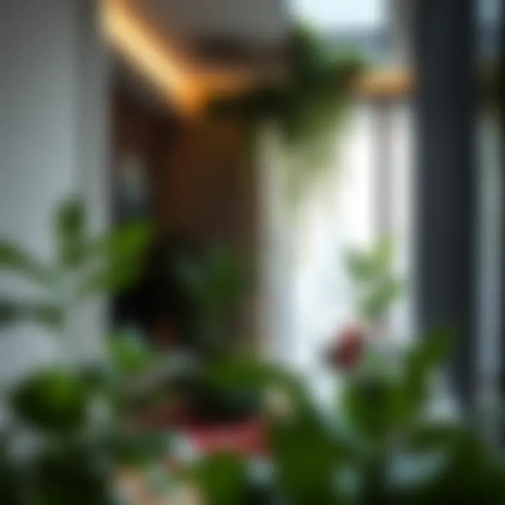 Interior view of a residential unit within the Hanging Garden Tower featuring greenery