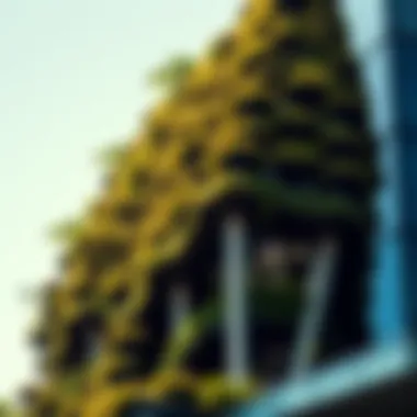 Close-up of innovative structural design elements of the Hanging Garden Tower