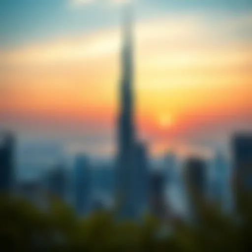 Burj Khalifa: Iconic Landmark of Dubai A breathtaking view of the Burj Khalifa against a sunset sky