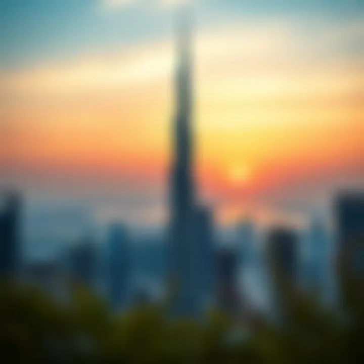 Burj Khalifa: Iconic Landmark of Dubai A breathtaking view of the Burj Khalifa against a sunset sky