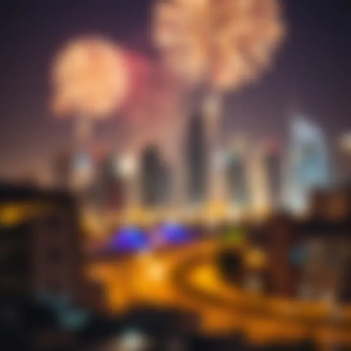 New Year's Eve in Dubai Fireworks lighting up the Dubai skyline during New Year's Eve